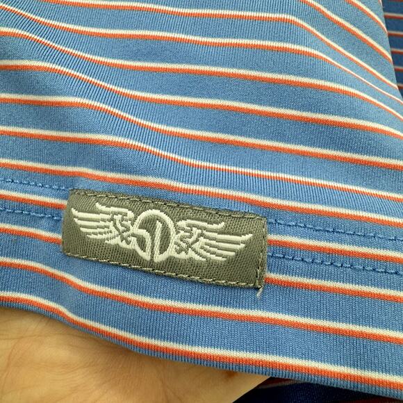 Straight Down Polo Shirt Mens Small Nicklaus Design Performance Blue Stripe Golf - Picture 4 of 9